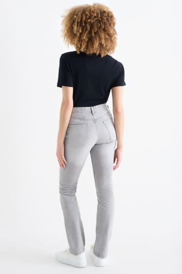 Femei - Vintage straight jeans - talie medie - LYCRA® - denim-gri deschis