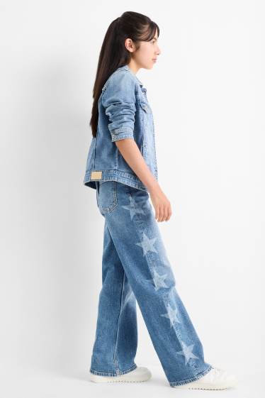 Enfants filles - Étoiles - wide leg jean - jean bleu