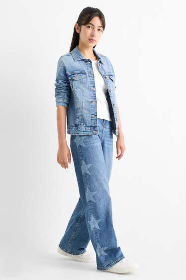 Enfants filles - Étoiles - wide leg jean - jean bleu