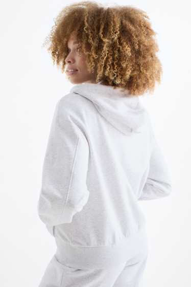Damen - Basic-Sweatjacke mit Kapuze - hellgrau-melange