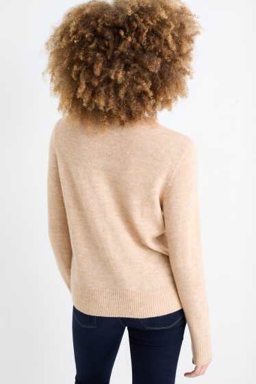 Damen - Pullover - hellbeige