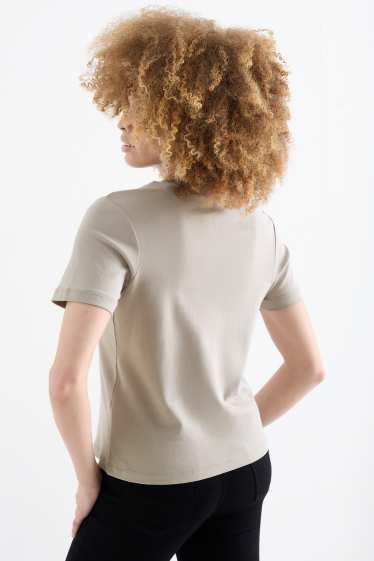 Damen - Basic-T-Shirt - Slim Fit - grau