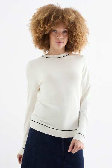 Damen - Feinstrick-Pullover - weiß