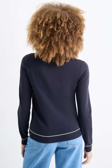 Women - Fine knit jumper - dark blue