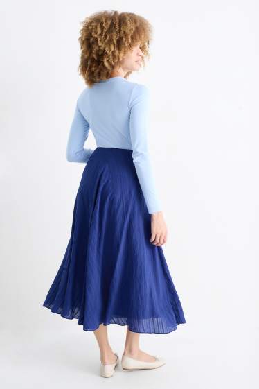 Femmes - Jupe - à rayures - finition texturée - bleu