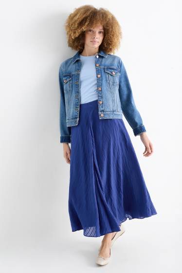 Femmes - Jupe - à rayures - finition texturée - bleu
