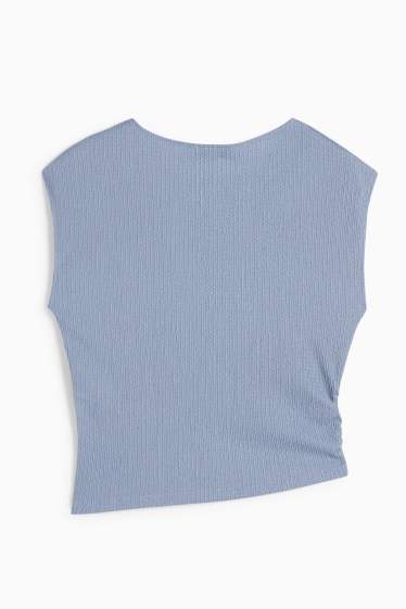 Damen - Crop Top - strukturiert - hellblau