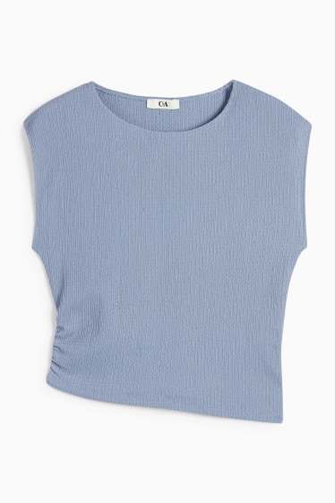 Damen - Crop Top - strukturiert - hellblau
