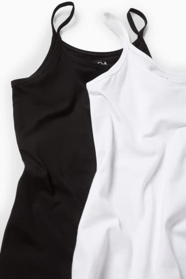 Enfants filles - Lot de 2 - maillots de corps - noir / blanc