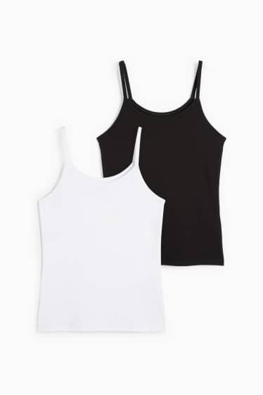 Enfants filles - Lot de 2 - maillots de corps - noir / blanc