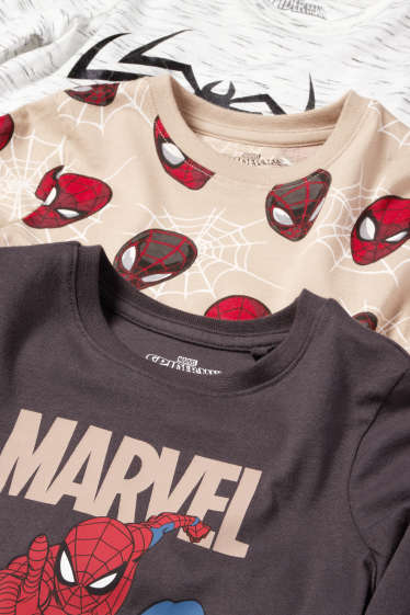 Kinder Jungen - Multipack 3er - Spider-Man - Langarmshirt - braun / beige