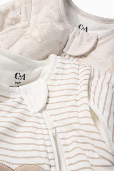 Baby: jongens - Set van 2 - beertje - babyslaapzak - 0 tot 4 maanden - licht beige