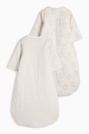 Baby: jongens - Set van 2 - beertje - babyslaapzak - 0 tot 4 maanden - licht beige