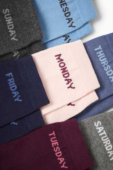 Women - Multipack of 7 - socks with motif - days of the week - rose
