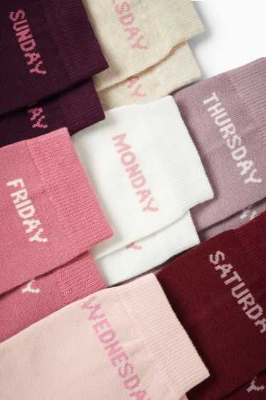 Women - Multipack of 7 - socks with motif - days of the week - cremewhite