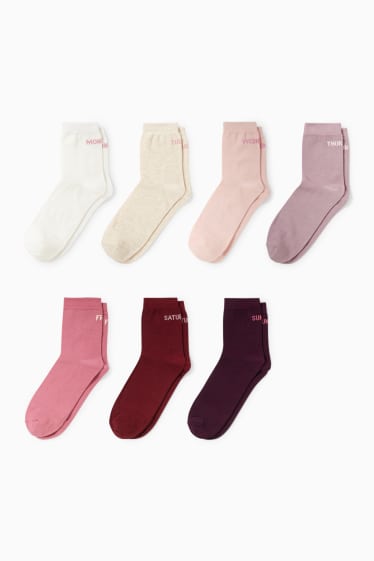 Women - Multipack of 7 - socks with motif - days of the week - cremewhite