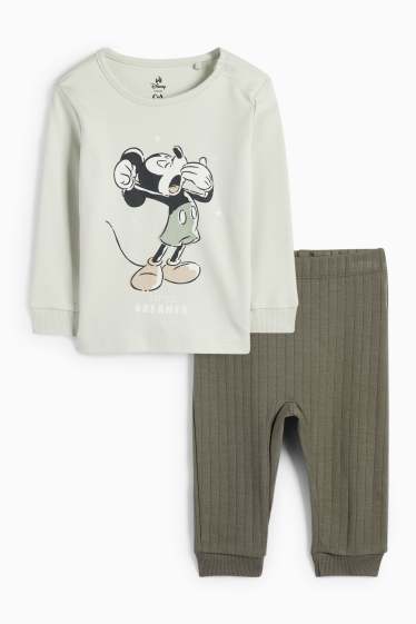 Bebeluși - băieți - Mickey Mouse - pijama bebeluși - 2 piese - verde mentă