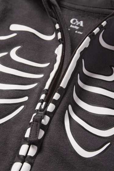 Baby Jungen - Skelett - Halloween-Baby-Overall - dunkelgrau