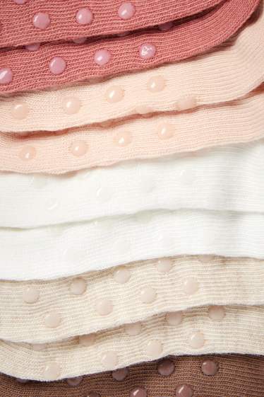 Bébés filles - Lot de 5 paires - chaussettes antidérapantes pour bébé - côtelées - rose