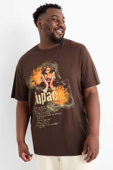 Herren - T-Shirt - Relaxed Fit - Tupac - dunkelbraun
