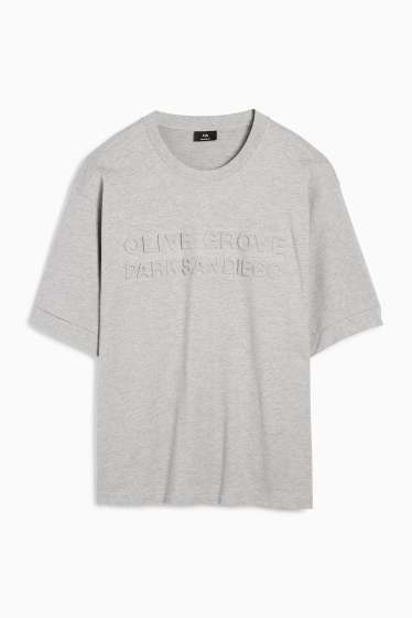 Men - T-shirt - relaxed fit - light gray-melange