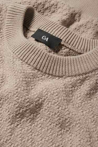 Men - Jumper - textured - beige