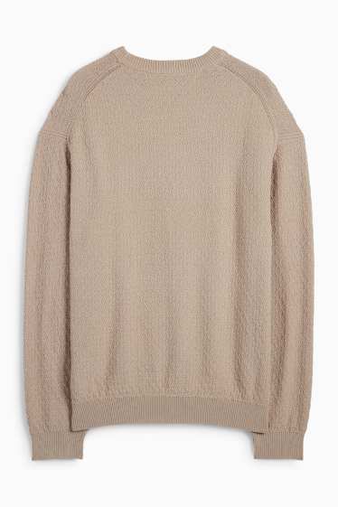 Men - Jumper - textured - beige