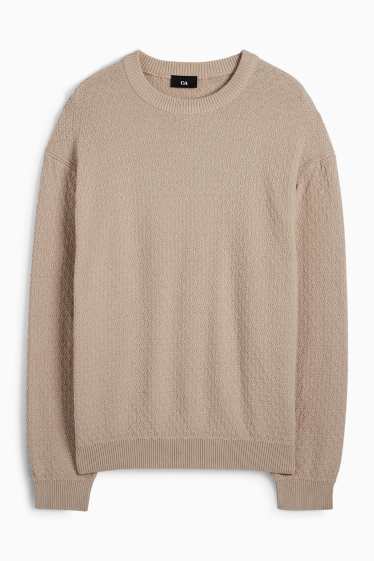 Men - Jumper - textured - beige