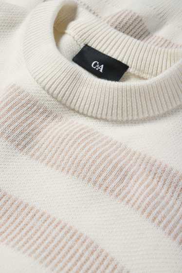 Heren - Trui - gestreept - met structuur - licht beige