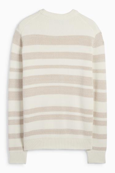 Heren - Trui - gestreept - met structuur - licht beige