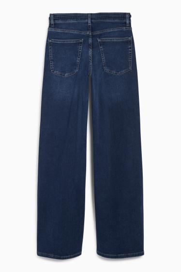 Femei - Wide leg jeans - talie medie - LYCRA® - denim-albastru