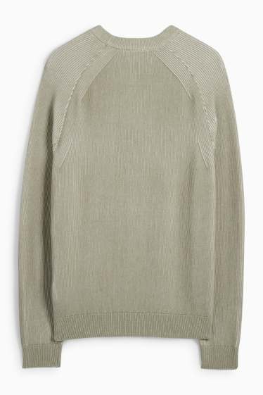 Herren - Pullover - gerippt - hellgrün