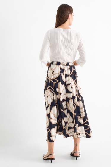Donna - Gonna - a fiori - nero / beige