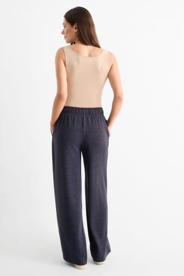 Dames - Joggingbroek - met structuur - donkerblauw