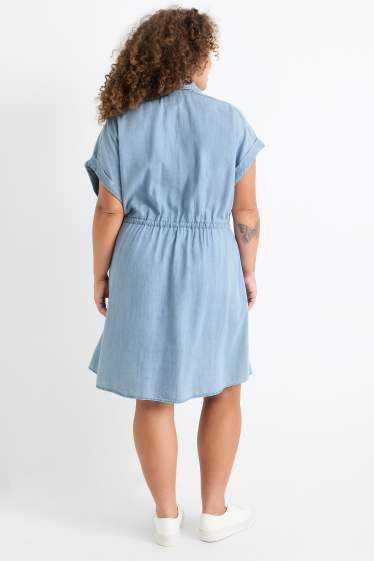 Damen - Jeans-Blusenkleid - helljeansblau