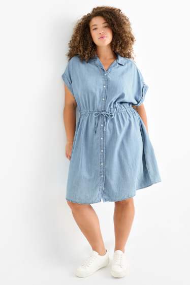 Damen - Jeans-Blusenkleid - helljeansblau