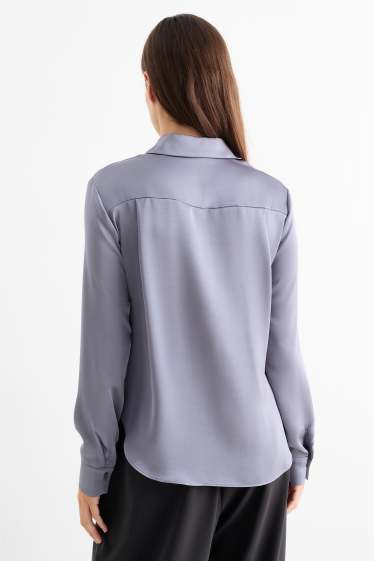 Damen - Satin-Bluse - grau
