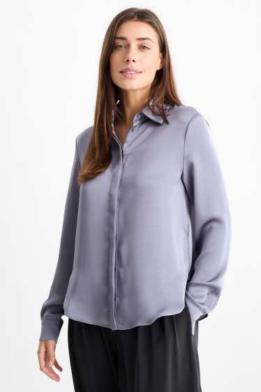 Damen - Satin-Bluse - grau