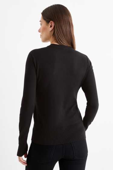 Damen - Feinstrick-Pullover - schwarz