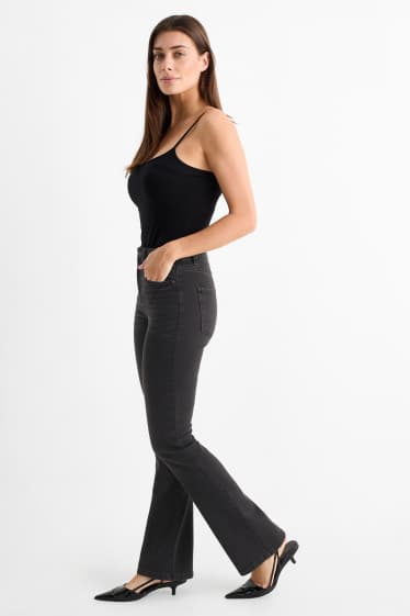 Women - Bootcut jeans - high waist - denim-dark gray