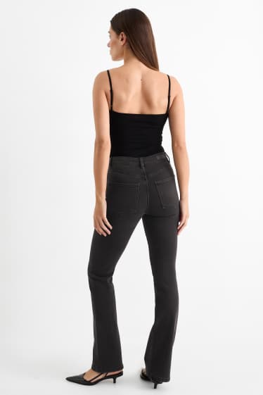 Women - Bootcut jeans - high waist - denim-dark gray