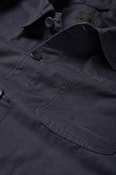 Heren - Overhemdjas - relaxed fit - kent - donkerblauw