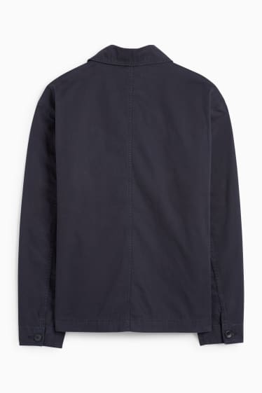 Heren - Overhemdjas - relaxed fit - kent - donkerblauw