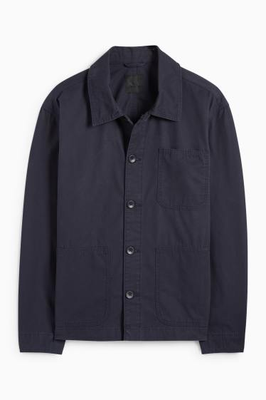 Heren - Overhemdjas - relaxed fit - kent - donkerblauw