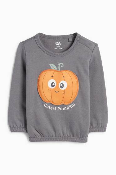 Baby: jongens - Pompoen - baby-outfit - 2-delig - grijs