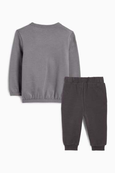 Baby: jongens - Pompoen - baby-outfit - 2-delig - grijs