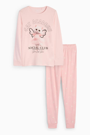 Kinder Mädchen - Ballerina-Katze - Pyjama - 2 teilig - rosa