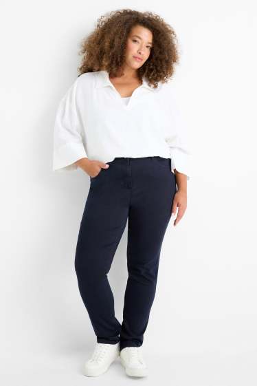 Dames - Slim jeans - mid waist - stretch - donkerblauw