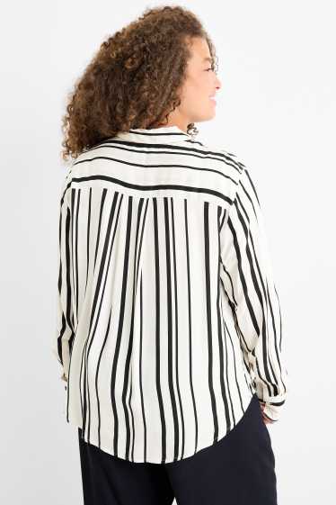 Damen - Bluse - gestreift - weiss / schwarz