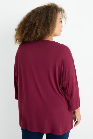 Damen - T-Shirt - Regular Fit - dunkelrot